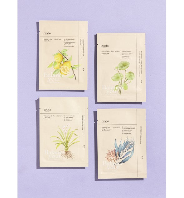 ONDO lakštinių kaukių rinkinys, 4 vnt