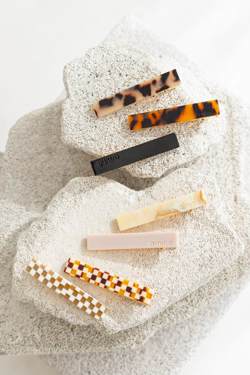 AMITIE plaukų segtukai priekiniams plaukams susegti (3 vnt.) - tamsus rinkinys