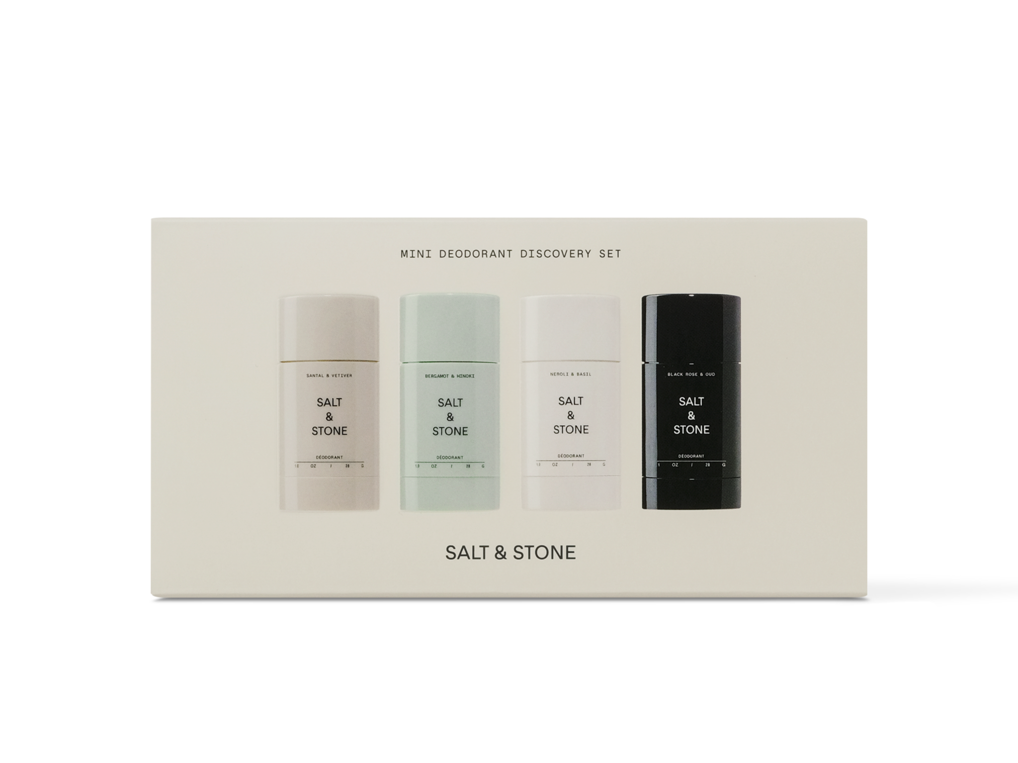 SALT & STONE dezodorantų rinkinys "Limited Edition Mini Deodorant Set", 4 x 28 g
