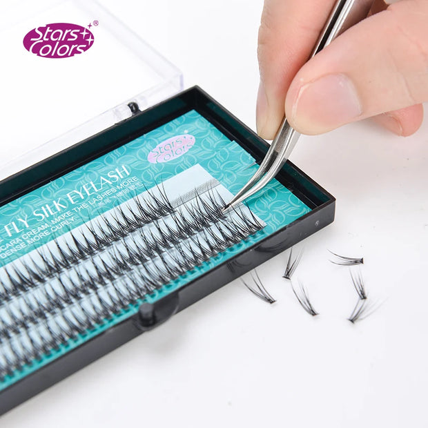 Glue-on eyelashes with bundles XEC-011