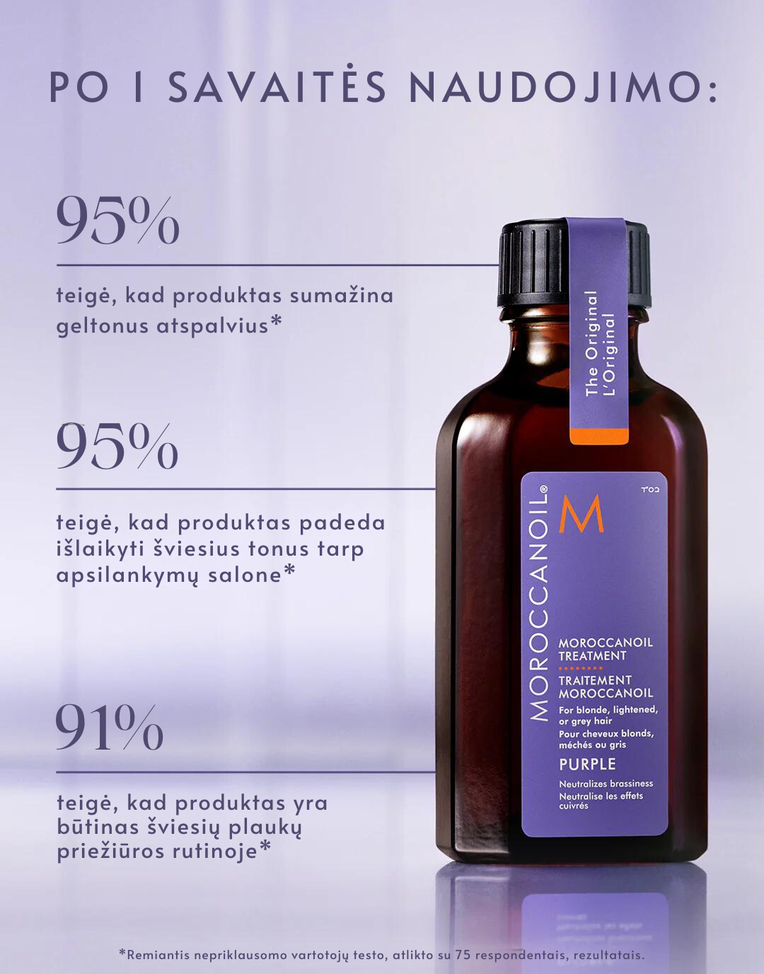 MOROCCANOIL Argano aliejukas šviesiems, šviesintiems ir žiliems plaukams "Treatment Purple"