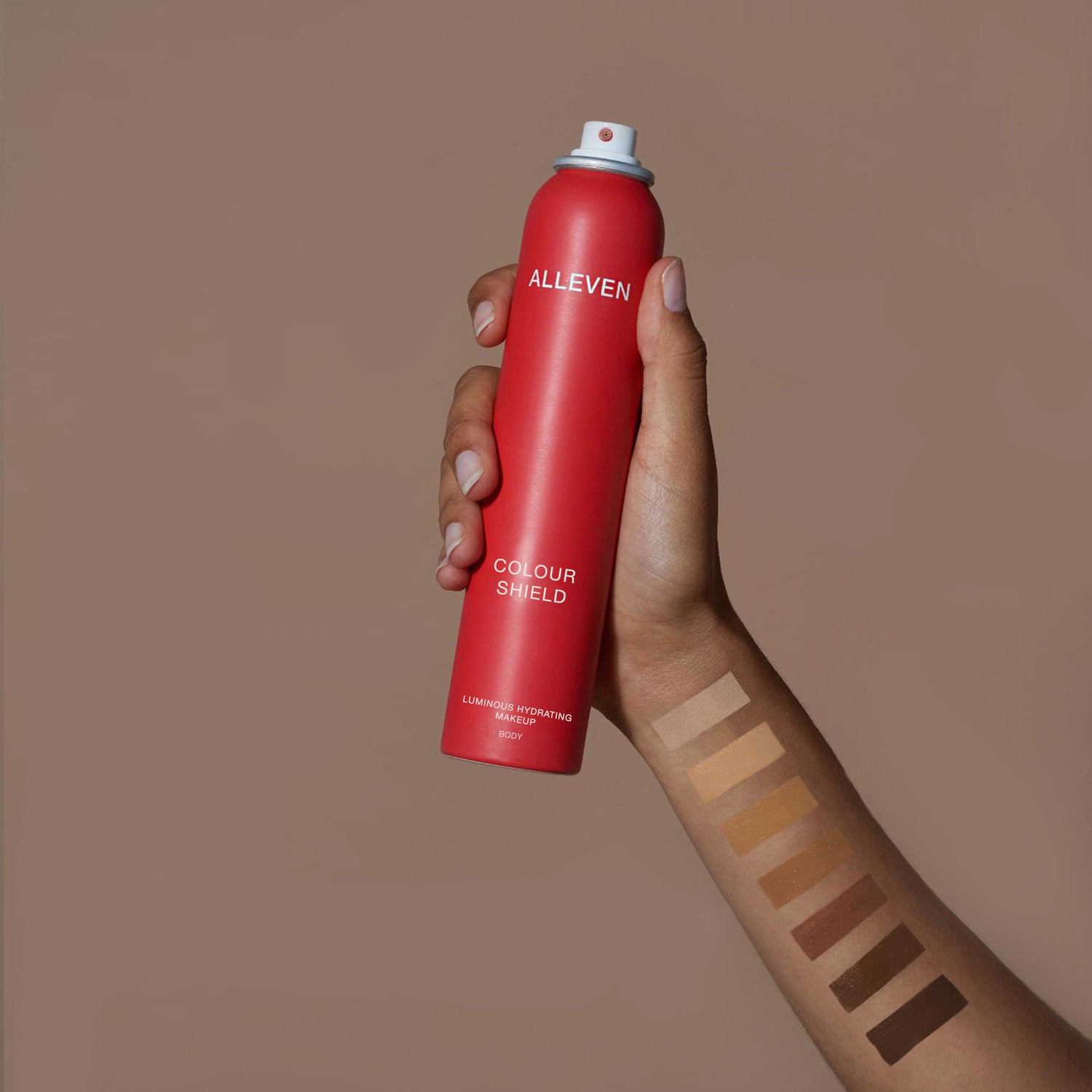 ALLEVEN purškiamas makiažo pagrindas kūnui „Colour Shield Body“, 200 ml