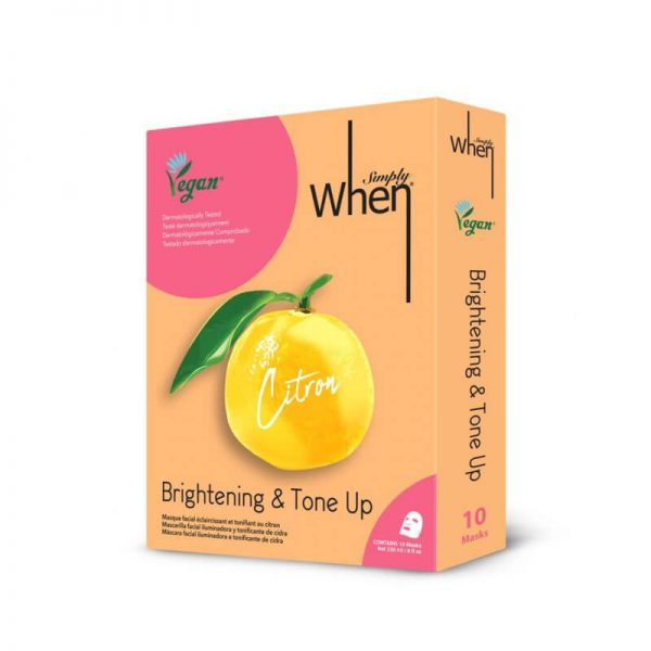 Simply When ,,Citron" veganiškos šviesinančios ir drėkinančios veido kaukės, 10 vnt.